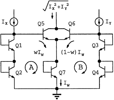 circuit calculating Pythagoras's formula