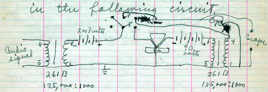 Schematic of the first transistor amplifier